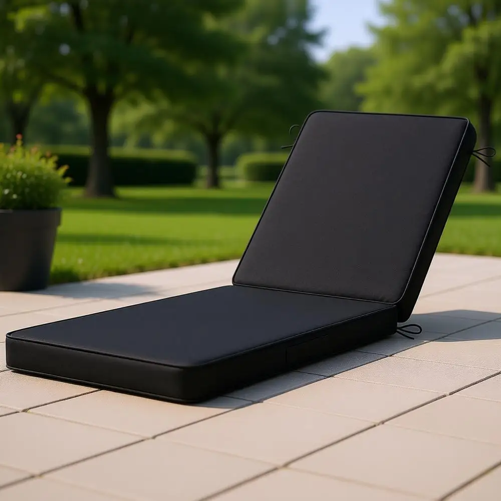 72x21x3 Outdoor Triple-Waterproof Chaise Lounge Cushion with Removable Cover and 4 Ties, Black
72x21x3 Outdoor Triple-Waterproof Chaise Lounge Cushion with Removable Cover and 4 Ties, Black