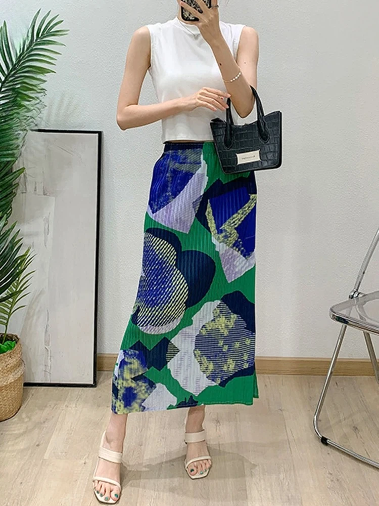 Slim Elastic High Waist Printing Side Slit Design Women's Pleated Bustier Skirt Miyake 2025 Summer New Fashion Casual Skirt
Slim Elastic High Waist Printing Side Slit Design Women's Pleated Bustier Skirt Miyake 2025 Summer New Fashion Casual Skirt