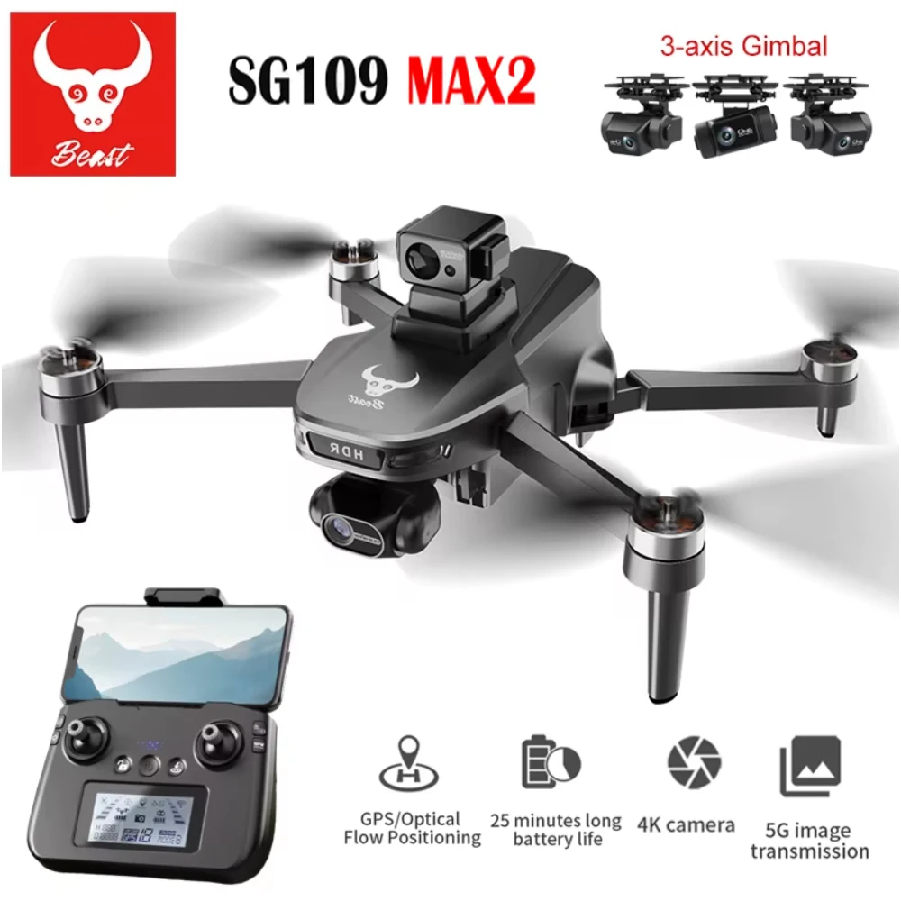 SG109 MAX2 Профессиональный дрон с камерой FPV 8K и 3-осевым подвесом, 4 км, бесщеточный GPS-квадрокоптер, радиоуправляемый дрон для предотвращения препятствий
SG109 MAX2 Профессиональный дрон с камерой FPV 8K и 3-осевым подвесом, 4 км, бесщеточный GPS-квадрокоптер, радиоуправляемый дрон для предотвращения препятствий