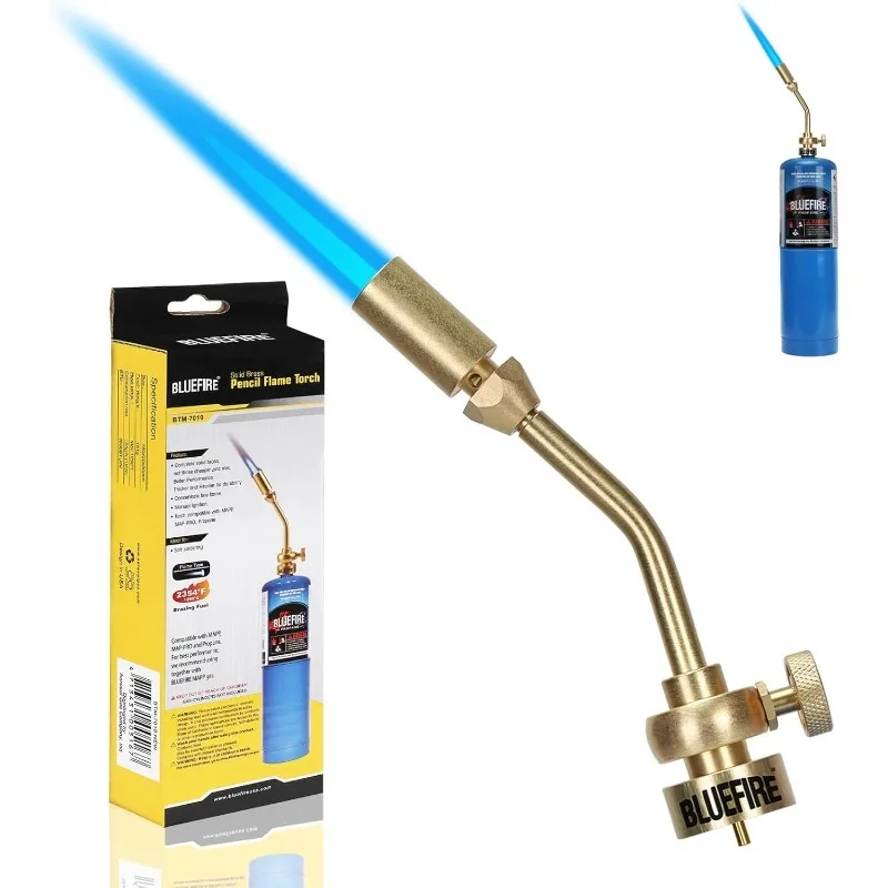 BLUEFIRE Твердая латунь Jumbo Pencil Flame Газовая сварочная горелка Сопло Модернизированная цельнометаллическая версия Топливо от MAPP MAP Pro Propane
BLUEFIRE Твердая латунь Jumbo Pencil Flame Газовая сварочная горелка Сопло Модернизированная цельнометаллическая версия Топливо от MAPP MAP Pro Propane
