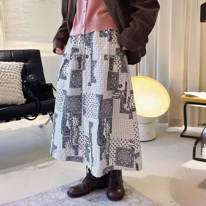 Retro Printed Quilted Skirt Patchwork Elastic Waist Women's Winter Spring Loose Long Skirt Large Size Casual mujer Faldas w1742
Retro Printed Quilted Skirt Patchwork Elastic Waist Women's Winter Spring Loose Long Skirt Large Size Casual mujer Faldas w1742