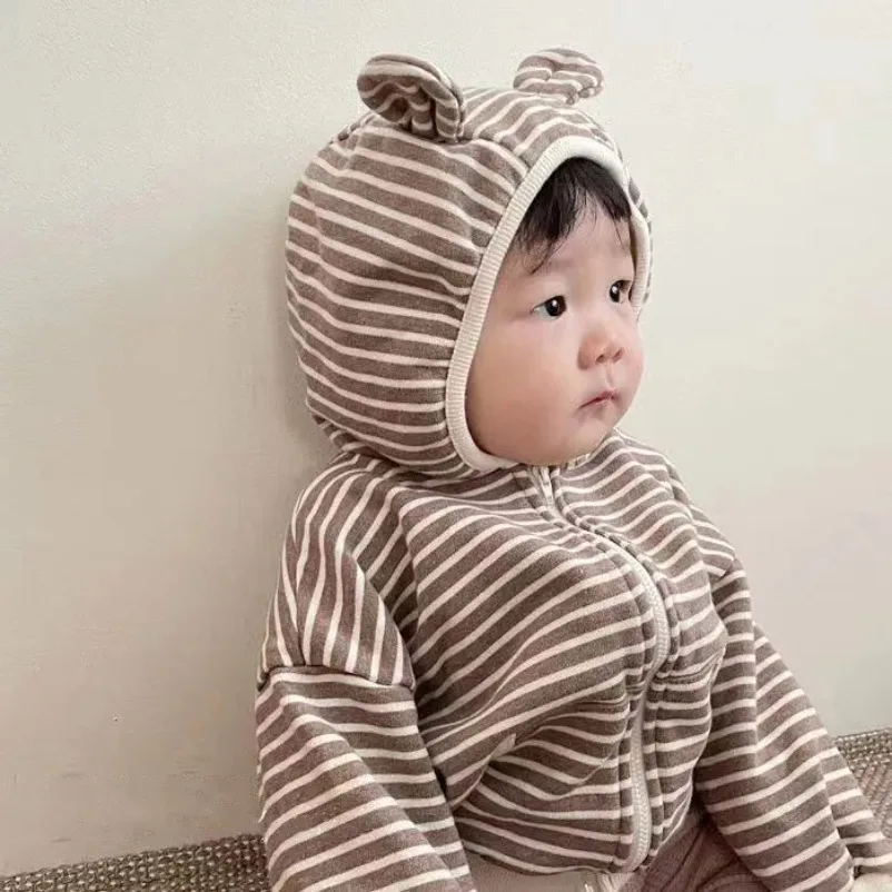 Infant Zipper Shirt Striped Hoodie Ear Coat Boys and Girls Hoodie Sweatshirt Baby Kids 2025 Spring and Autumn Clothes
Infant Zipper Shirt Striped Hoodie Ear Coat Boys and Girls Hoodie Sweatshirt Baby Kids 2025 Spring and Autumn Clothes
