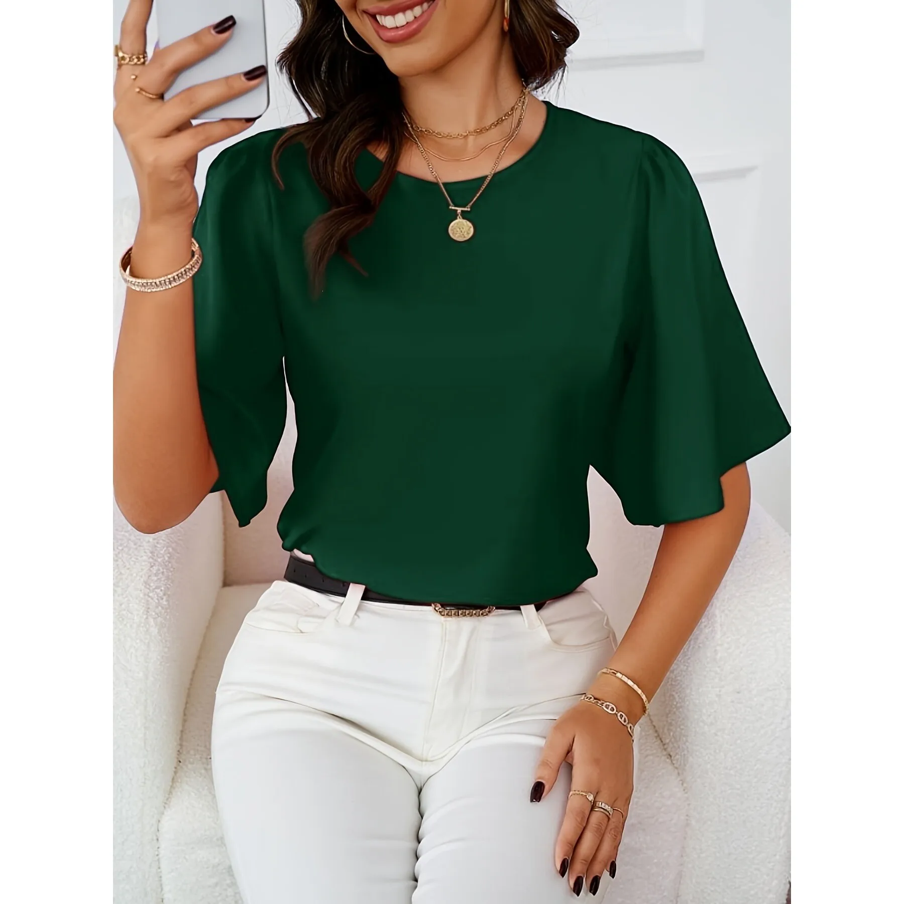 Autumn Flare Sleeve Top Women's Princess Sleeve Shirt Asymmetrical Hemline Non-Shrinking Other Material 100% No Sleeve
Autumn Flare Sleeve Top Women's Princess Sleeve Shirt Asymmetrical Hemline Non-Shrinking Other Material 100% No Sleeve