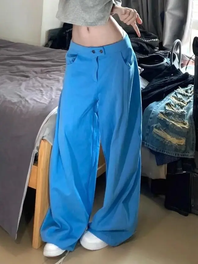 American Retro Lazy Style Blue Casual Pants Women Summer New Loose All-Match Wide Leg Floor-Length Pants High Waist Button De...
American Retro Lazy Style Blue Casual Pants Women Summer New Loose All-Match Wide Leg Floor-Length Pants High Waist Button De...