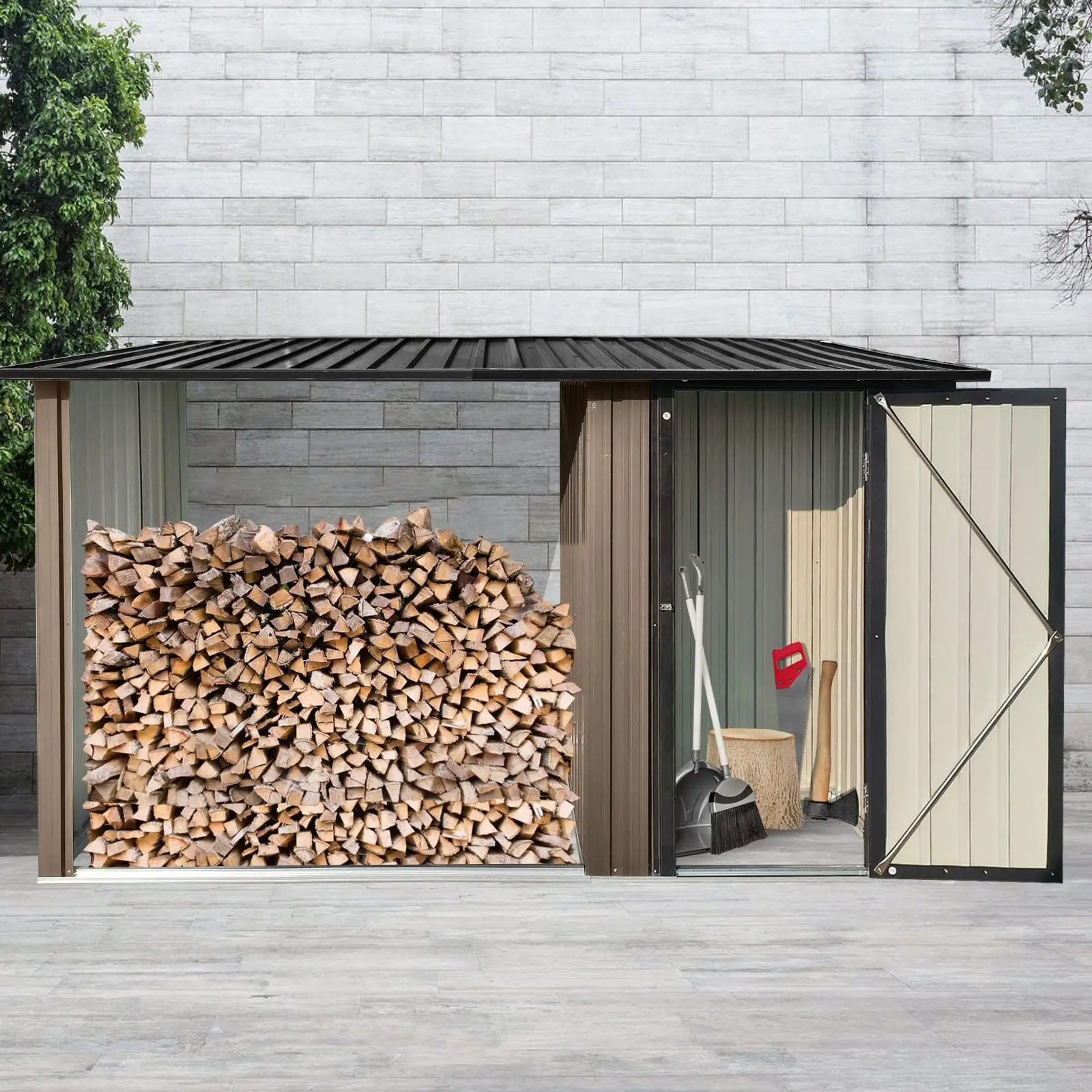 Heavy Duty Outdoor Steel Firewood Rack and Storage Shed Galvanized Metal with Sloped Roof for Rain Protection & Air Circulation
Heavy Duty Outdoor Steel Firewood Rack and Storage Shed Galvanized Metal with Sloped Roof for Rain Protection & Air Circulation