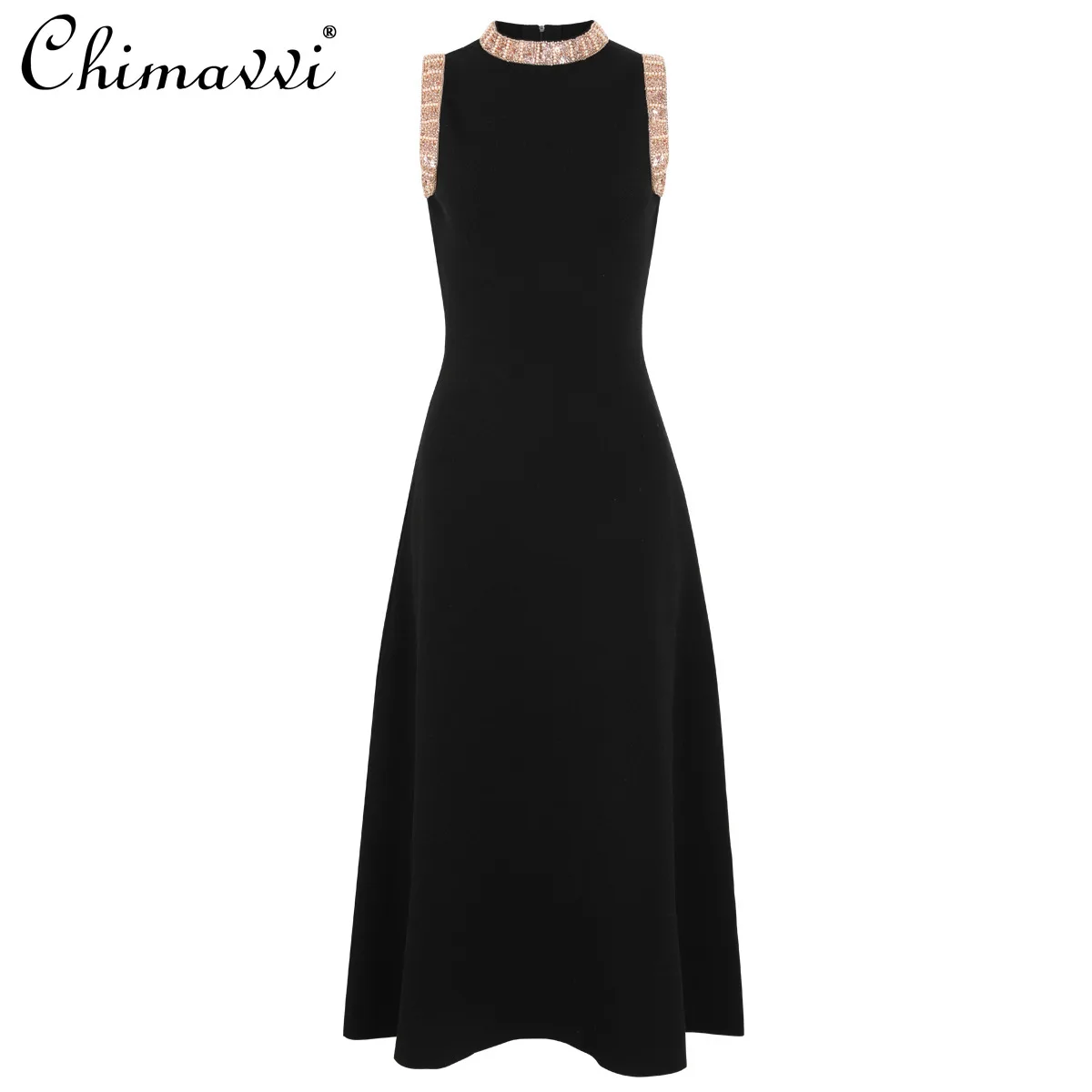 Summer New Fashion Knitting Sleeveless Heavy Industry Beading Dress Women's Elegant Round Neck Silm-fit Long Party Dresses
Summer New Fashion Knitting Sleeveless Heavy Industry Beading Dress Women's Elegant Round Neck Silm-fit Long Party Dresses