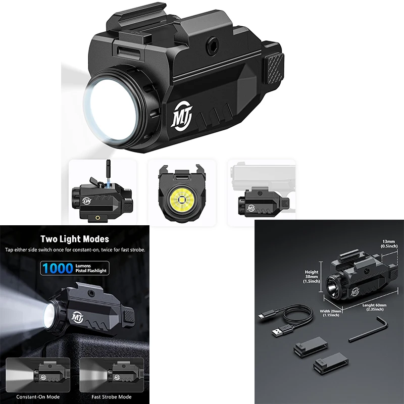 MidTen 1000 Lumens Light Compact LED Flashlight with Strobe Mode Compatible with Adjustable G-lock and Picatinny Rechargeable
MidTen 1000 Lumens Light Compact LED Flashlight with Strobe Mode Compatible with Adjustable G-lock and Picatinny Rechargeable