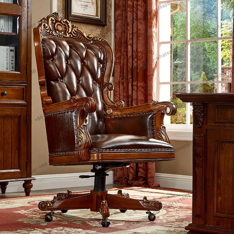 American solid wood computer chair European leather home office chair
American solid wood computer chair European leather home office chair