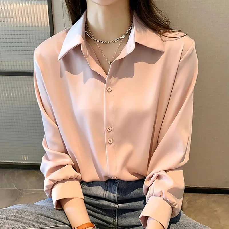 Women Casual Long Sleeve Chiffon Blouse Elegant Lapel Loose Shirt Spring Summer Solid Office Lady Tunics Streetwear Pink Top
Women Casual Long Sleeve Chiffon Blouse Elegant Lapel Loose Shirt Spring Summer Solid Office Lady Tunics Streetwear Pink Top