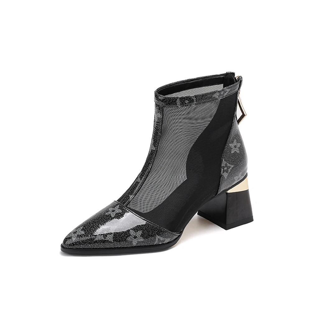 Genuine Leather Women Pointed Spring Zipper Square Heel Closed Toe Short Boots Dress Party Breathable Walking Net Boots 999-7
Genuine Leather Women Pointed Spring Zipper Square Heel Closed Toe Short Boots Dress Party Breathable Walking Net Boots 999-7