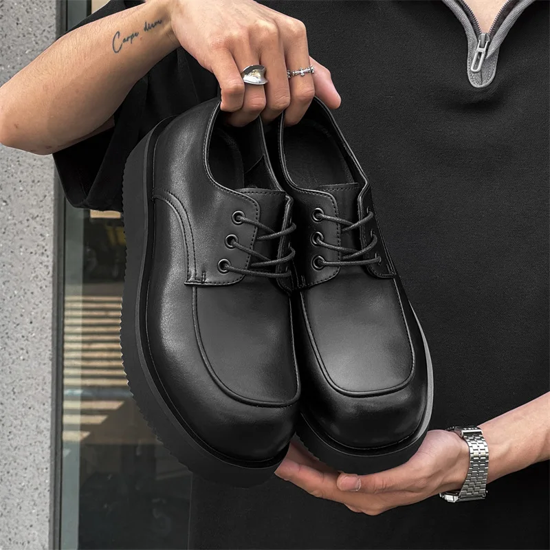 Men's Heightening Leather Shoes Square Toe Casual Derby Shoes 2026 New Fashion Thick Sole Platform Shoes Streetwear Footwear 신발
Men's Heightening Leather Shoes Square Toe Casual Derby Shoes 2026 New Fashion Thick Sole Platform Shoes Streetwear Footwear 신발