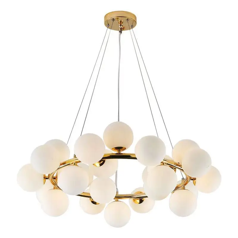 Modern Gold Luxury LED Pendant Lamp Simple Creative Glass Ball Orb Chandelier Bulbs with Ring for Dining Room or Hotel
Modern Gold Luxury LED Pendant Lamp Simple Creative Glass Ball Orb Chandelier Bulbs with Ring for Dining Room or Hotel
