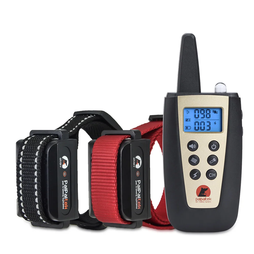 PaiPaitek Rechargeable 1000M Manual Remote Dog Training Collar Anti Barking Equipment Dog E-collar Bark Stop Device for 2 Dogs
PaiPaitek Rechargeable 1000M Manual Remote Dog Training Collar Anti Barking Equipment Dog E-collar Bark Stop Device for 2 Dogs