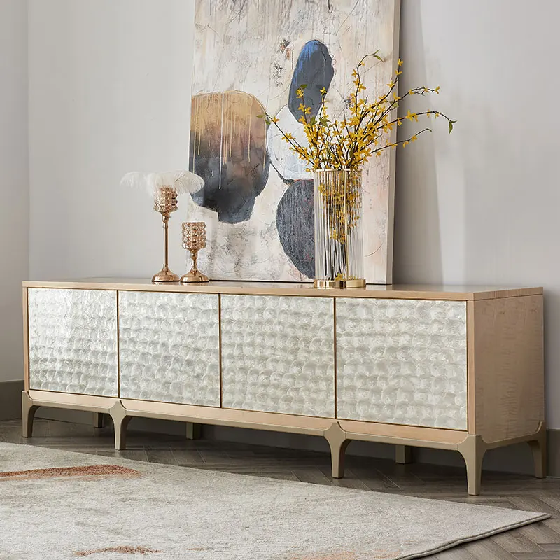 Gold Modern TV Stand - Creative Solid Wood Entertainment Center with Geometric Metal Accents
Gold Modern TV Stand - Creative Solid Wood Entertainment Center with Geometric Metal Accents
