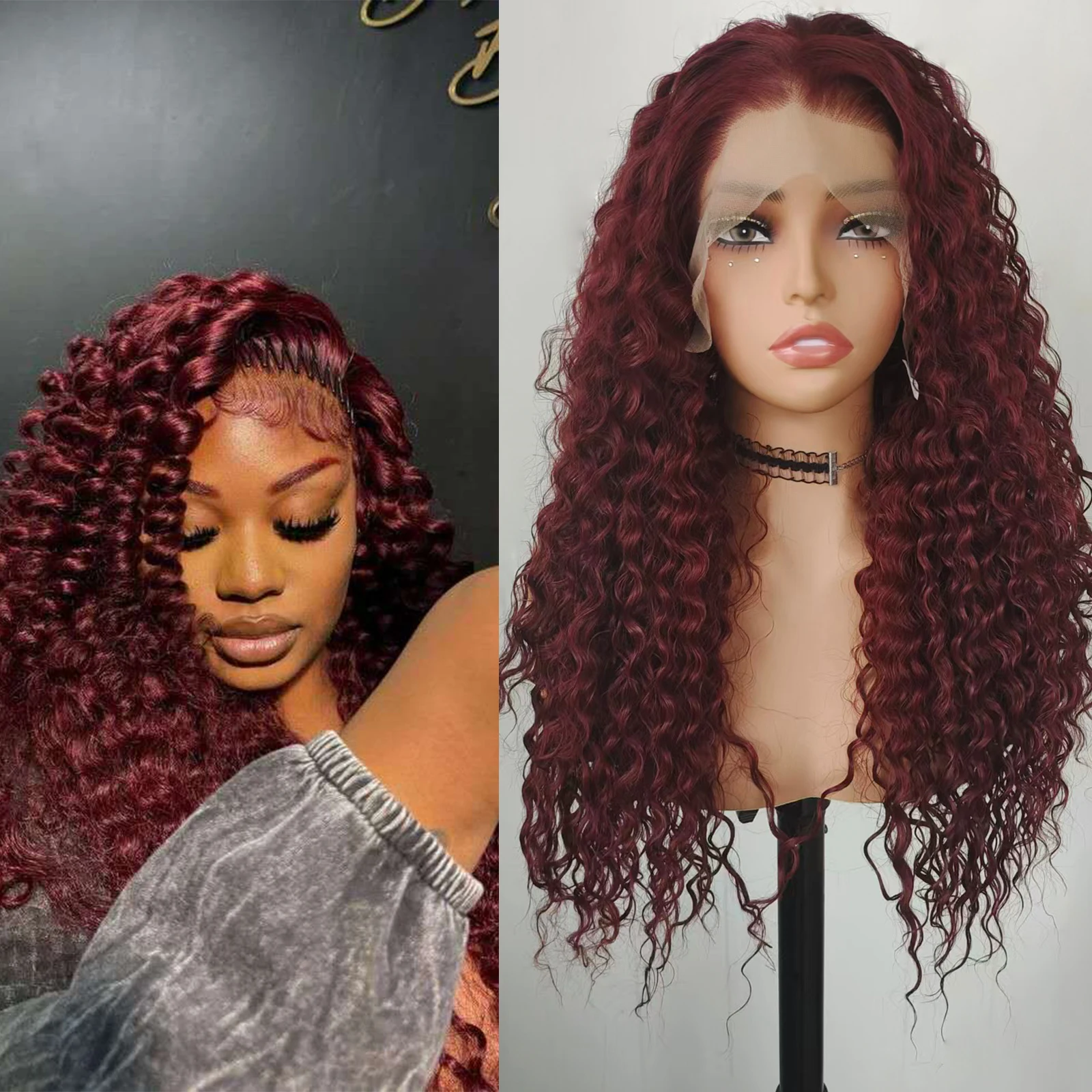 WIF Long Curly Burgundy Wave Synthetic Wig Natural Hairline 13 x 4 Lace Front Wigs for Women Daily Party Use
WIF Long Curly Burgundy Wave Synthetic Wig Natural Hairline 13 x 4 Lace Front Wigs for Women Daily Party Use