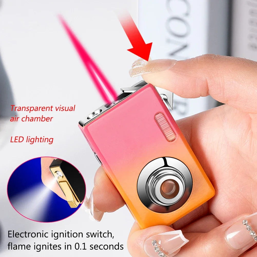Torch-Lighters Refillable Butane Torch-Lighter Personalized Camera Shape Men's Lighter with Led for Cigars Candle
Torch-Lighters Refillable Butane Torch-Lighter Personalized Camera Shape Men's Lighter with Led for Cigars Candle