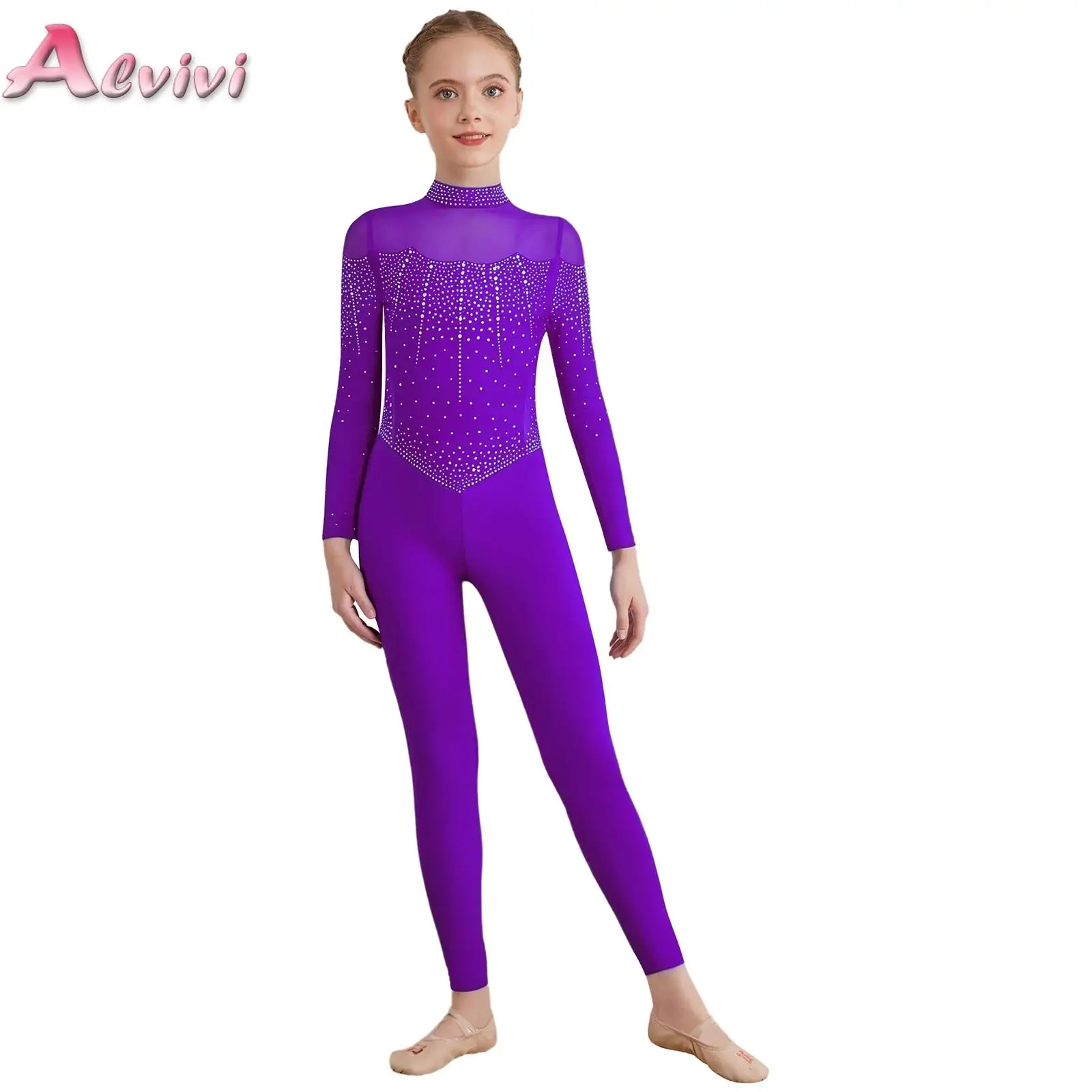 Kids Girls Shiny Rhinestones Full Body Leotard Mock Neck Long Sleeve Sheer Mesh Patchwork Jumpsuit Figure Skating Dance Bodysuit
Kids Girls Shiny Rhinestones Full Body Leotard Mock Neck Long Sleeve Sheer Mesh Patchwork Jumpsuit Figure Skating Dance Bodysuit