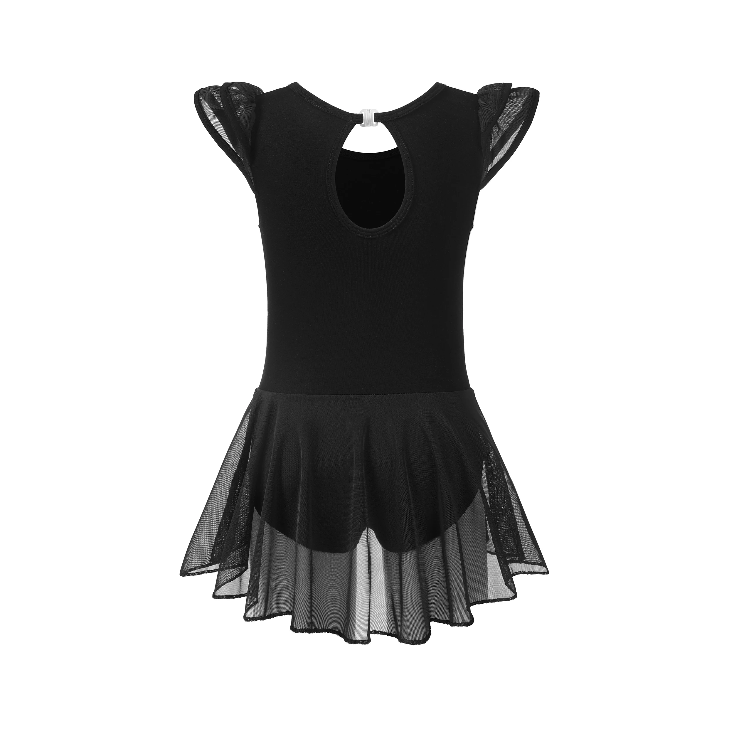 Girls Ballet Leotard for Dance Skirted Dresses with Ruffle Sleeves, Hollow Back, Mesh Hi-low Skirt
Girls Ballet Leotard for Dance Skirted Dresses with Ruffle Sleeves, Hollow Back, Mesh Hi-low Skirt