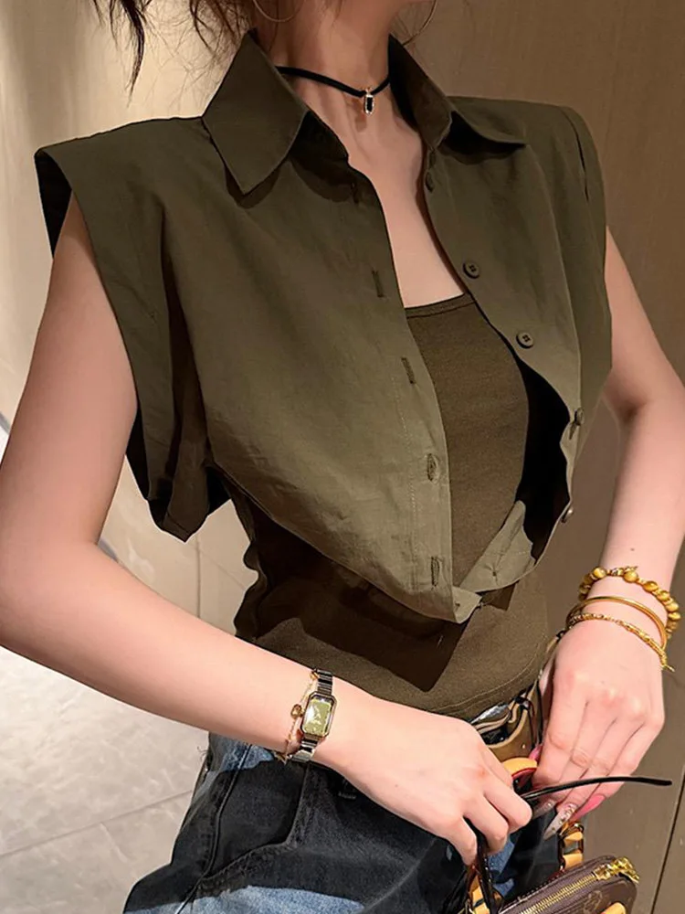 Korean Style Fashionable Neck Sleeveless Shirt Women's Summer New Orange Fake Two-Piece Slimming Top Breathable Skin-Fri...
Korean Style Fashionable Neck Sleeveless Shirt Women's Summer New Orange Fake Two-Piece Slimming Top Breathable Skin-Fri...