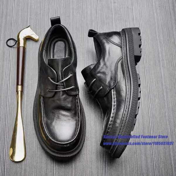 Black Leather Lace-Up Casual Leather Shoes Thick-Soled Casual Shoes Round Toe Business Shoes Vintage Handcrafted Men's Shoes
Black Leather Lace-Up Casual Leather Shoes Thick-Soled Casual Shoes Round Toe Business Shoes Vintage Handcrafted Men's Shoes