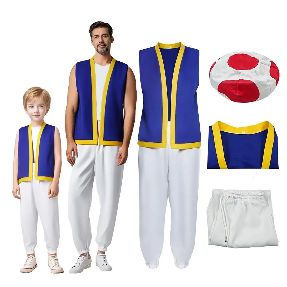 Cartoon Game Mushroom Head Cosplay Set Kawaii Adult Children Games Play Clothes Waistcoat Pant Hat 3Pcs Halloween Party Costumes
Cartoon Game Mushroom Head Cosplay Set Kawaii Adult Children Games Play Clothes Waistcoat Pant Hat 3Pcs Halloween Party Costumes
