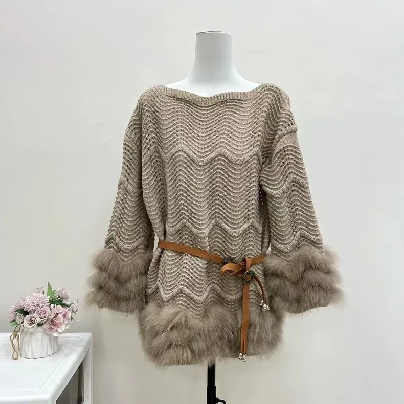 Женский вязаный свитер-пальто с поясом и мехом, элегантный, с длинными рукавами, осенне-весенний, с вставками из меха лисы, ажурный, 2026
Женский вязаный свитер-пальто с поясом и мехом, элегантный, с длинными рукавами, осенне-весенний, с вставками из меха лисы, ажурный, 2026