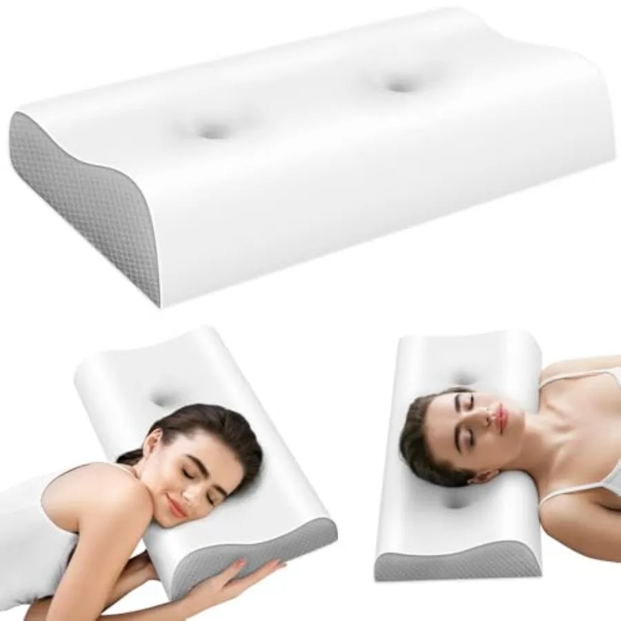 Cervical Pillow for Neck Pain Relief - Contour Pillow Memory Foam Pillows for Sleeping, Double Ear Relief Zones Neck Pillow, 6C
Cervical Pillow for Neck Pain Relief - Contour Pillow Memory Foam Pillows for Sleeping, Double Ear Relief Zones Neck Pillow, 6C