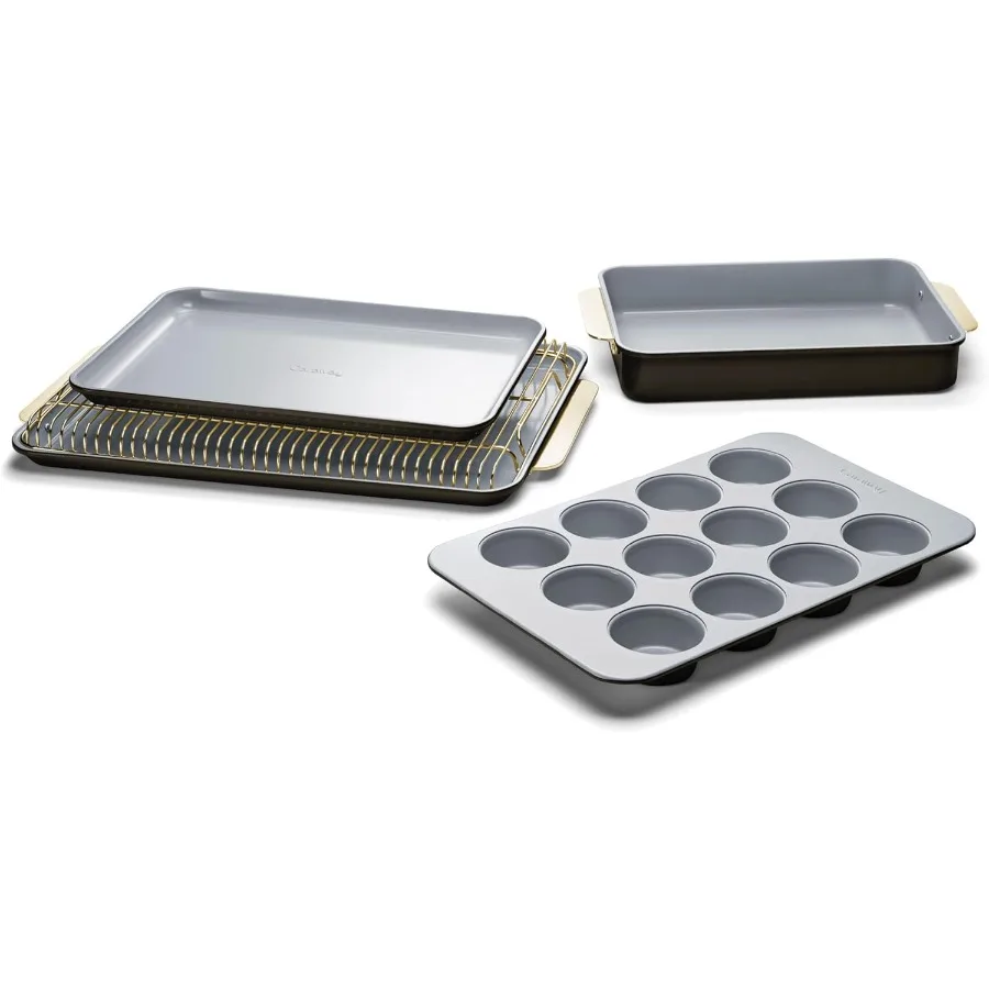 Nonstick Ceramic Bakeware Set 5 Pieces Baking Sheets Assorted Baking Pans and Storage Aluminized Steel Body Non Toxic PTFE and
Nonstick Ceramic Bakeware Set 5 Pieces Baking Sheets Assorted Baking Pans and Storage Aluminized Steel Body Non Toxic PTFE and