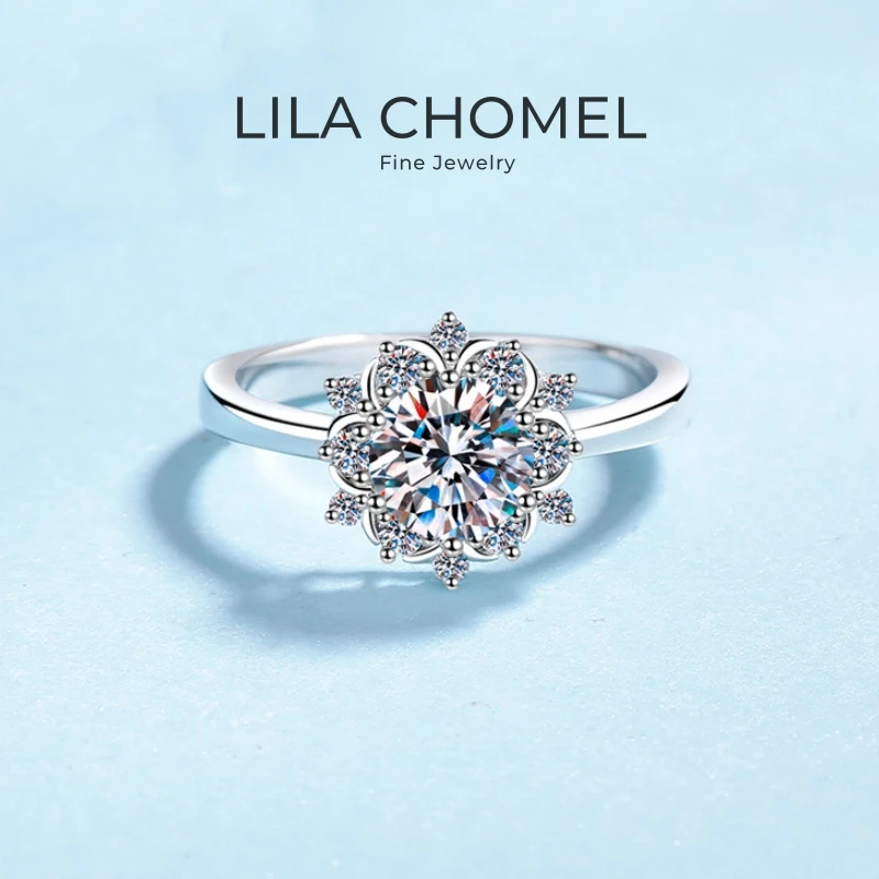 WOMEN Engagement 18K White Gold Sunflower Six Claw Wedding Band 1CT Moissanite Diamond Birthday Gift Girl Valentine's Day Rings
WOMEN Engagement 18K White Gold Sunflower Six Claw Wedding Band 1CT Moissanite Diamond Birthday Gift Girl Valentine's Day Rings