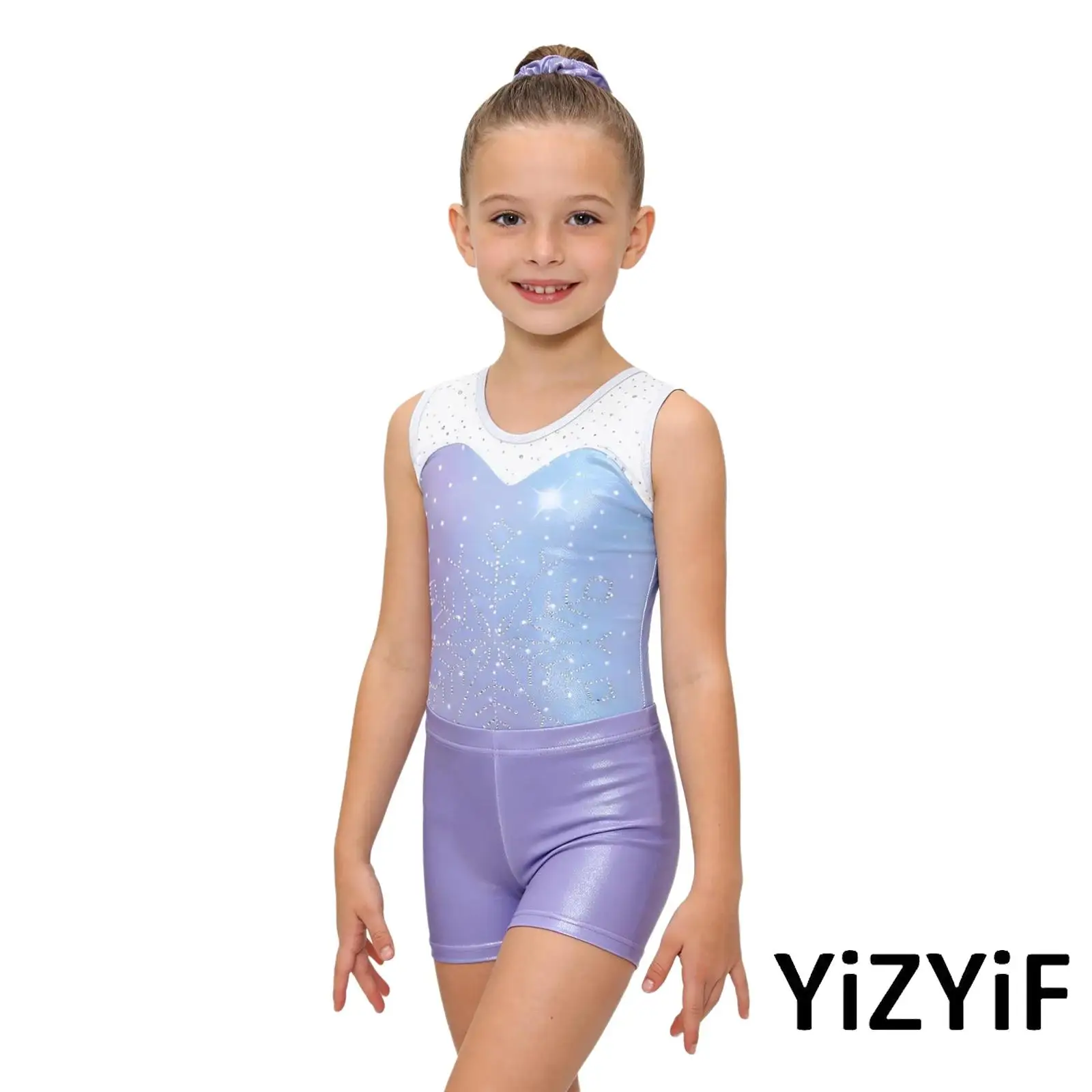 Girls Gymnastics Costume Sleeveless Mesh Rhinestone Snowflake Sequins Ballerina Yoga Leotard with Matching Shorts and Hairband
Girls Gymnastics Costume Sleeveless Mesh Rhinestone Snowflake Sequins Ballerina Yoga Leotard with Matching Shorts and Hairband