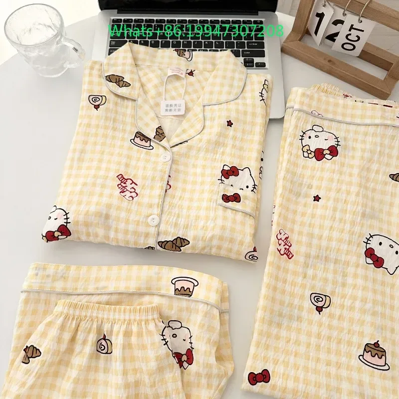 Summer new yellow lapel cloud cotton cartoon Hello Kitty pajamas short sleeves shorts trousers can go out to wear loungewear
Summer new yellow lapel cloud cotton cartoon Hello Kitty pajamas short sleeves shorts trousers can go out to wear loungewear