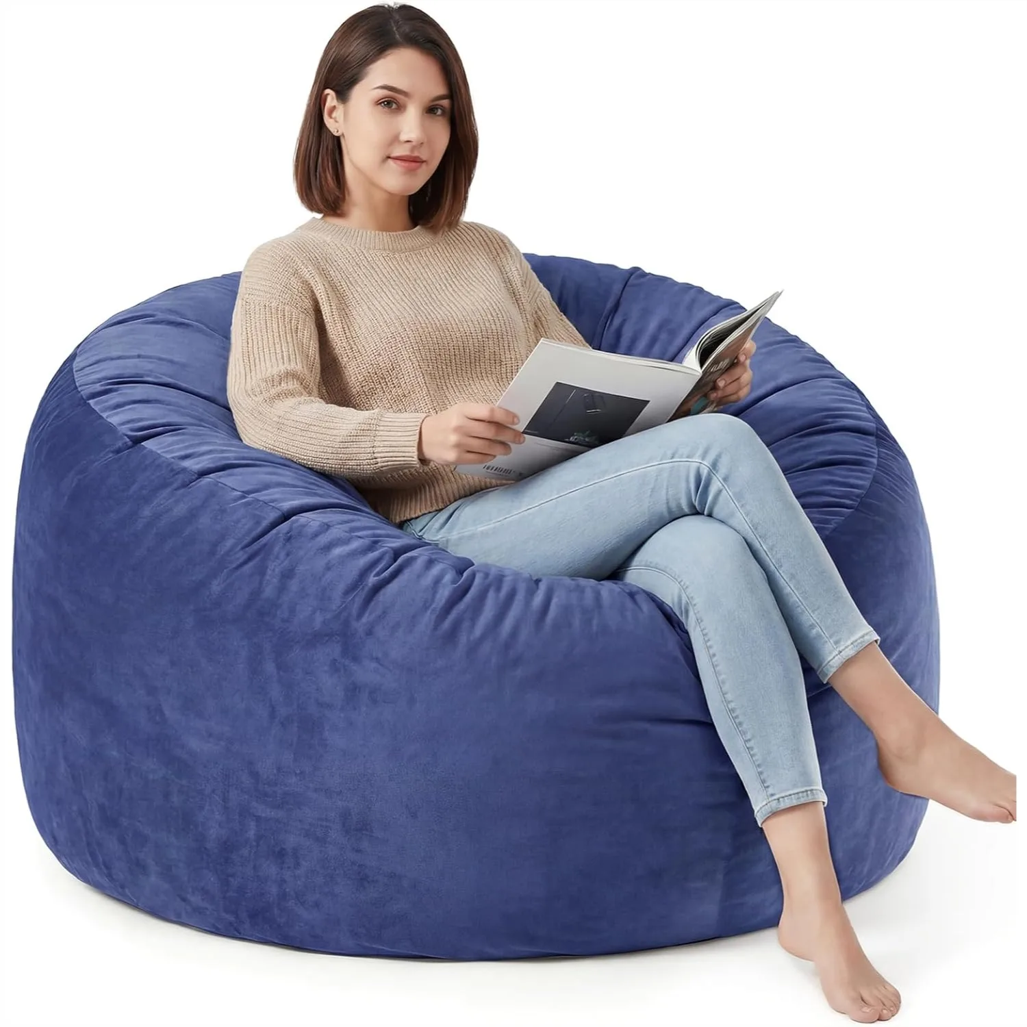 4FT Bean Bag Chair for Adults, Large Bean Bag with Memory Foam Filling, Ultra Soft Washable Velvet Cover Plush Sofa for Living
4FT Bean Bag Chair for Adults, Large Bean Bag with Memory Foam Filling, Ultra Soft Washable Velvet Cover Plush Sofa for Living