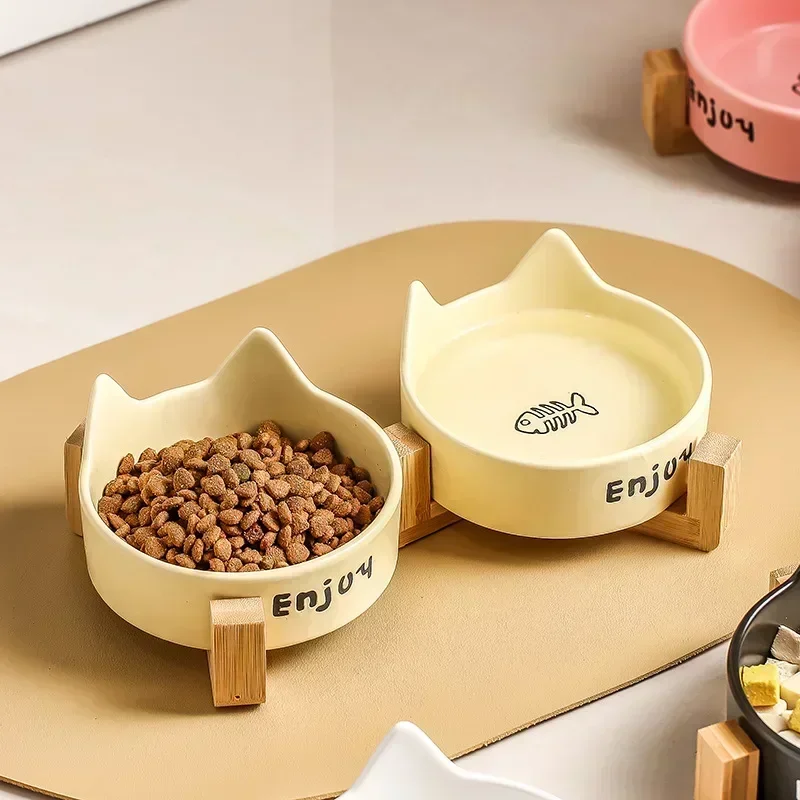 Cute Ceramic Double Bowl Pet Cat Bowl with Bamboo Rack Prevent Tipping Feeding Bowl Pet Supplies Water Feeders Small Dogs Cats
Cute Ceramic Double Bowl Pet Cat Bowl with Bamboo Rack Prevent Tipping Feeding Bowl Pet Supplies Water Feeders Small Dogs Cats