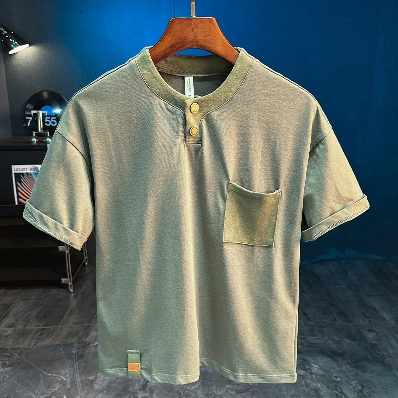Solid color simple short sleeved T-shirt for men's summer 2025 new fashion outfit, loose short sleeved top
Solid color simple short sleeved T-shirt for men's summer 2025 new fashion outfit, loose short sleeved top