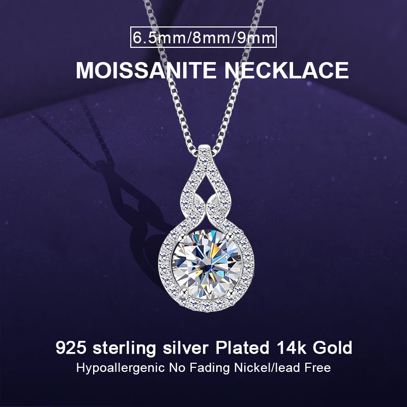 IOGOU Main Diamond 6.5mm/8mm/9mm Round D Moissanite Pendant Necklace for Women Real 925 Silver New Design Gourd Shaped Necklace
IOGOU Main Diamond 6.5mm/8mm/9mm Round D Moissanite Pendant Necklace for Women Real 925 Silver New Design Gourd Shaped Necklace