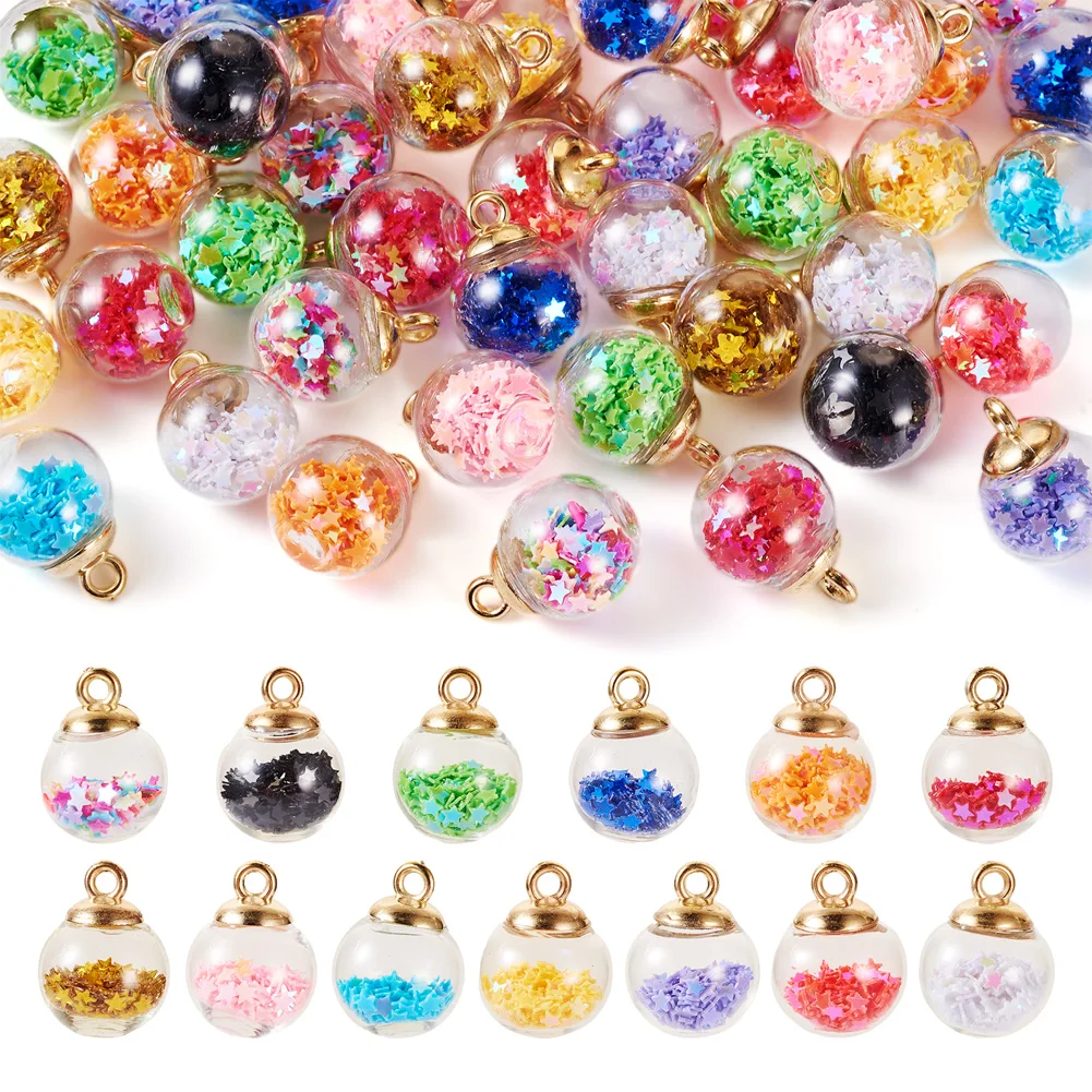 52Pcs Round Ball Glass Pendants Crystal Globe Bead Charms with Foam Glitter for DIY Earring Necklace Bracelet Jewelry Making
52Pcs Round Ball Glass Pendants Crystal Globe Bead Charms with Foam Glitter for DIY Earring Necklace Bracelet Jewelry Making