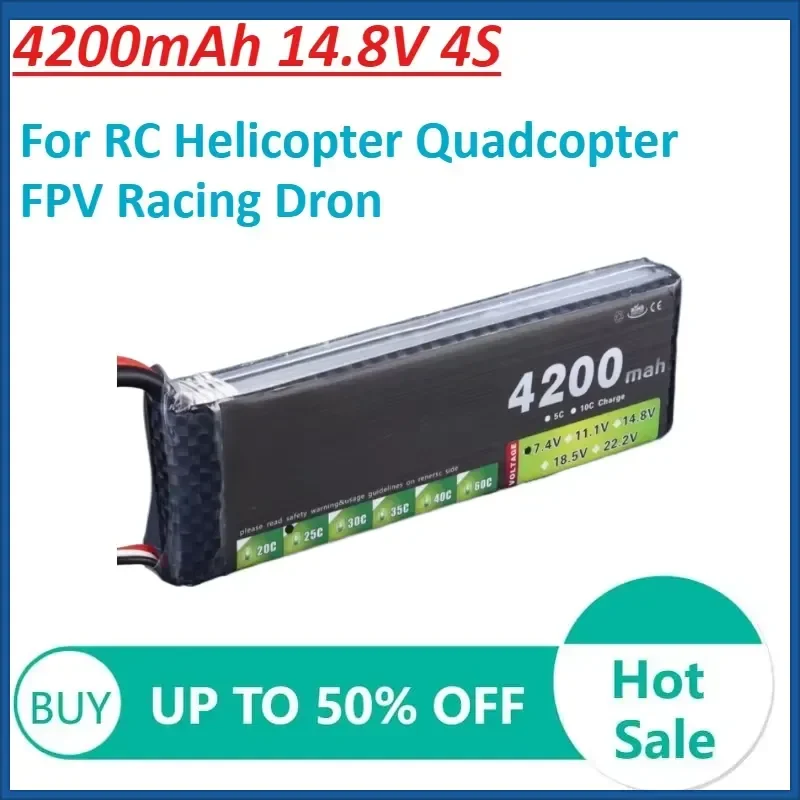 4200mAh 14.8V 4S LiPo Battery for RC Helicopter Quadcopter FPV Racing Dron Rechargeable Batteries
4200mAh 14.8V 4S LiPo Battery for RC Helicopter Quadcopter FPV Racing Dron Rechargeable Batteries