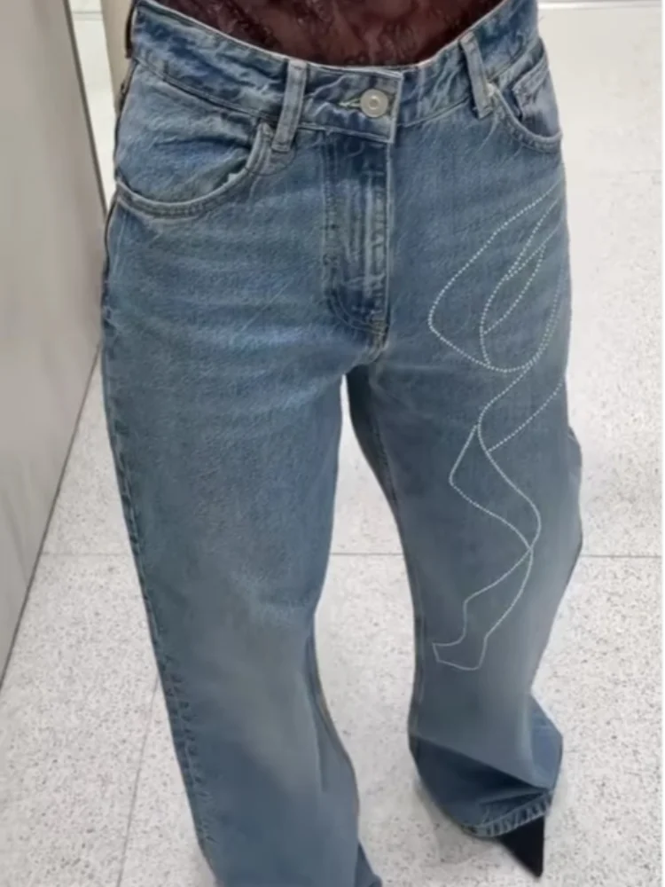 2025 женские джинсовые джинсы с бриллиантами, однотонные свободные прямые длинные брюки, женские повседневные мешковатые брюки с высокой талией и карманами, уличная одежда
2025 женские джинсовые джинсы с бриллиантами, однотонные свободные прямые длинные брюки, женские повседневные мешковатые брюки с высокой талией и карманами, уличная одежда