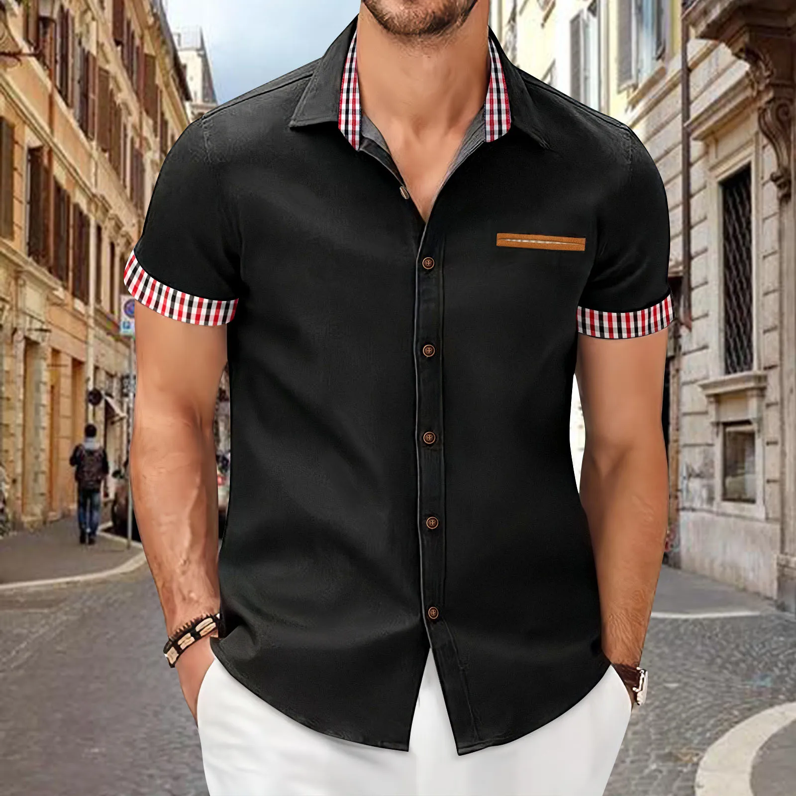 new stylesummer fashion men's checkered short-sleeved business slim casual shirt short-sleeved shirt
new stylesummer fashion men's checkered short-sleeved business slim casual shirt short-sleeved shirt