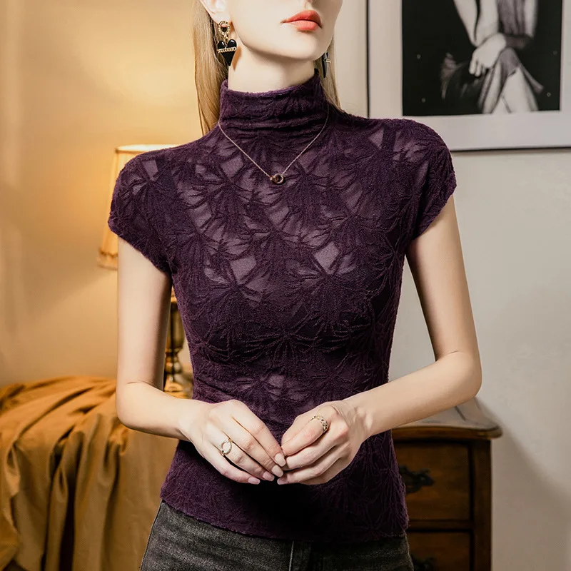 Jacquard small turtleneck lace bottoming shirt women's short sleeves 2024 autumn new hook-up hollow women's bag sleeves top
Jacquard small turtleneck lace bottoming shirt women's short sleeves 2024 autumn new hook-up hollow women's bag sleeves top