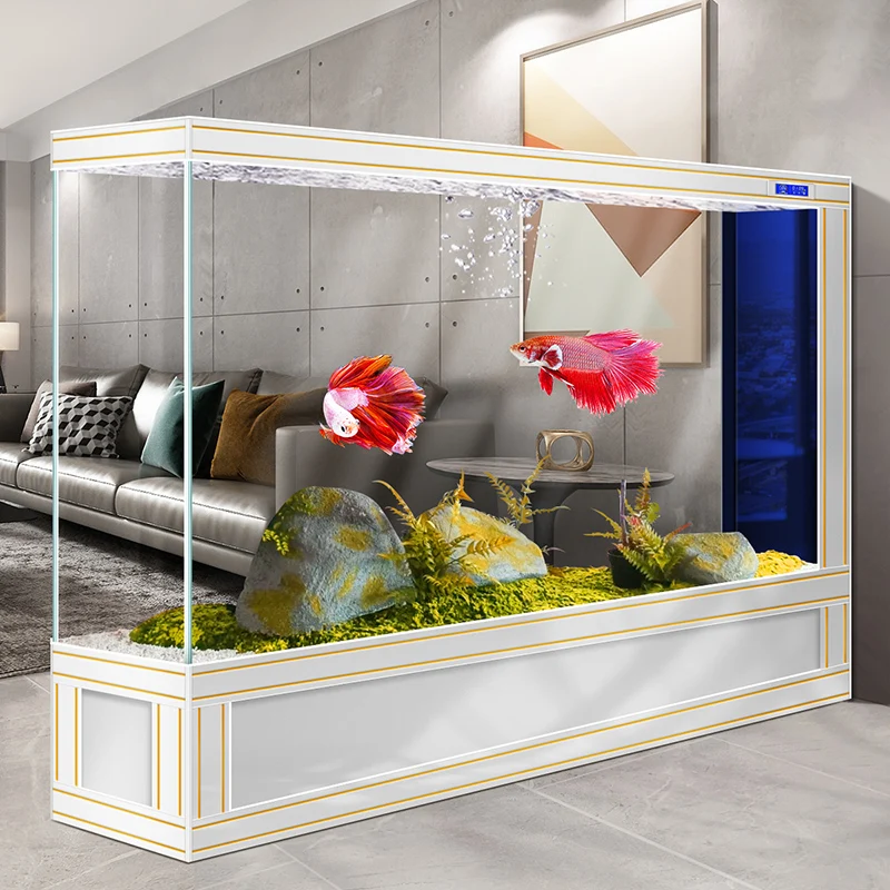 Fish tank living room screen partition entrance ultra-white glass smart fish tank floor-to-ceiling large European light luxury
Fish tank living room screen partition entrance ultra-white glass smart fish tank floor-to-ceiling large European light luxury