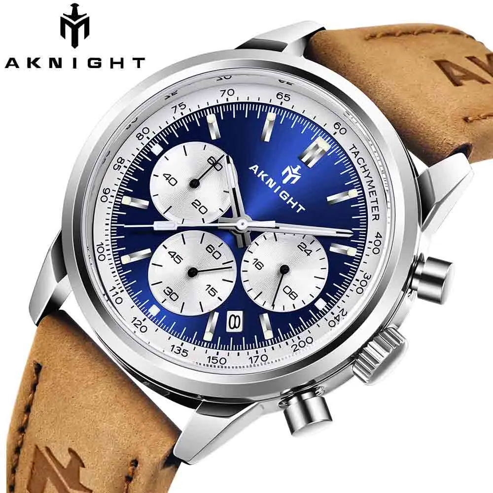 AKNIGHT New Men Watch Genuine Leather Strap Quartz Waterproof Watches Busness Sport Chronograph Military Clock Relogio Masculino
AKNIGHT New Men Watch Genuine Leather Strap Quartz Waterproof Watches Busness Sport Chronograph Military Clock Relogio Masculino
