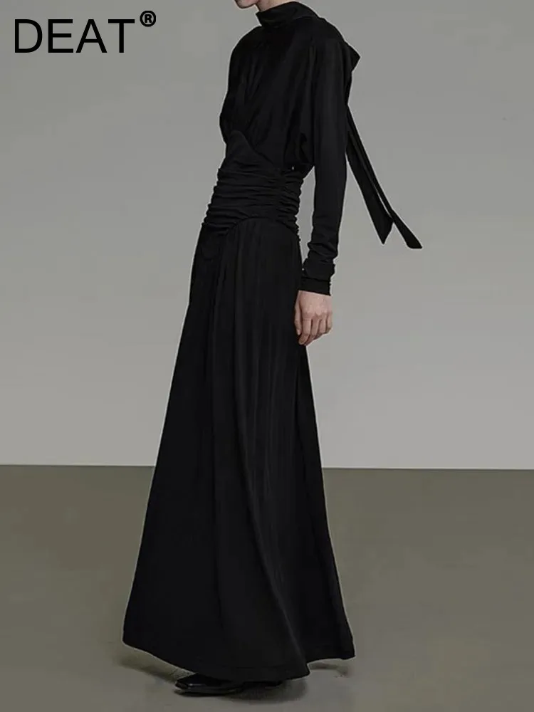 DEAT 2024 Autumn Women's Elegant Dress Stand Collar Lace-up Pleated Slim Waist Solid Evening Party Dresses New Fashion 35Z956
DEAT 2024 Autumn Women's Elegant Dress Stand Collar Lace-up Pleated Slim Waist Solid Evening Party Dresses New Fashion 35Z956