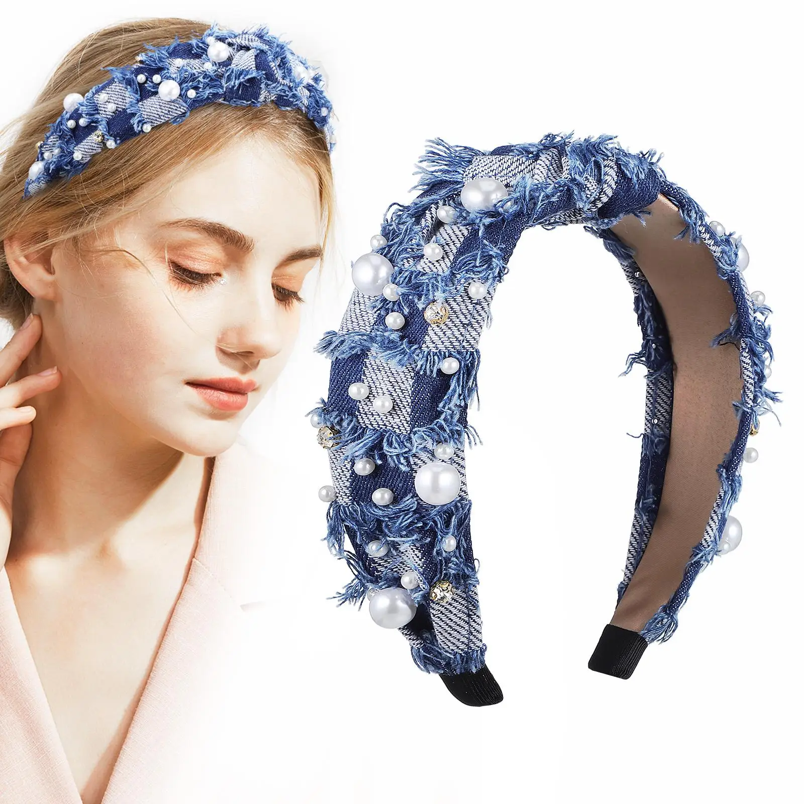 Rhinestone Headband Denim Hairband Women Wide Elastic Non Slip Soft Material Ideal Occasions Bride Accessories
Rhinestone Headband Denim Hairband Women Wide Elastic Non Slip Soft Material Ideal Occasions Bride Accessories