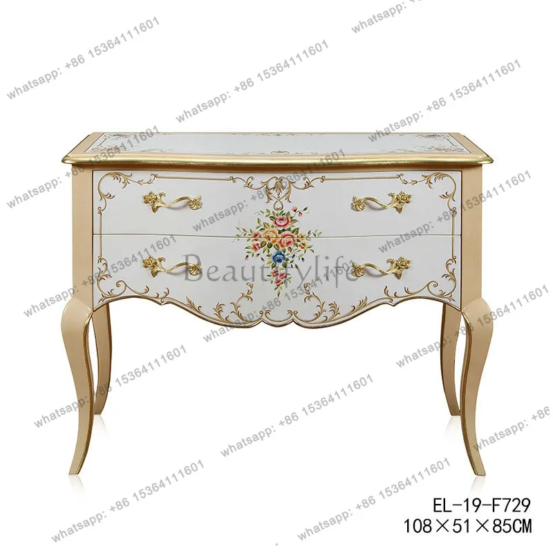 French birch porch cabinet painted beige villa living room decorative cabinet
French birch porch cabinet painted beige villa living room decorative cabinet