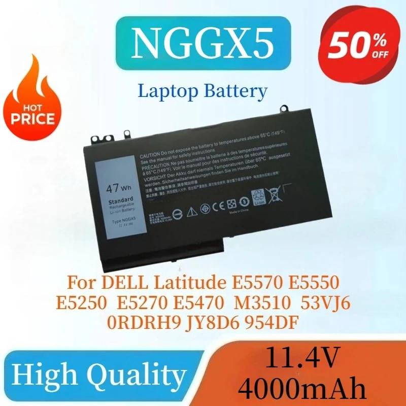 Brand New NGGX5 Laptop Battery 11.4V 4000mAh For DELL Latitude E5570 E5550 E5250 E5270 E5470 M3510 53VJ6 0RDRH9 JY8D6 954DF
Brand New NGGX5 Laptop Battery 11.4V 4000mAh For DELL Latitude E5570 E5550 E5250 E5270 E5470 M3510 53VJ6 0RDRH9 JY8D6 954DF