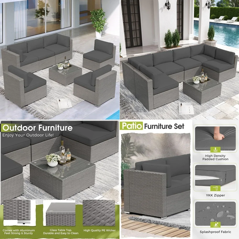 Aluminum Patio Furniture, 5Seats Metal Outdoor Furniture Set with Coffee Table, Modern Patio Sofa Sets Outdoor Conversation Set
Aluminum Patio Furniture, 5Seats Metal Outdoor Furniture Set with Coffee Table, Modern Patio Sofa Sets Outdoor Conversation Set