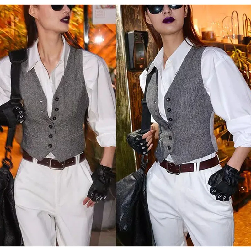 Korean Ladies Fashion Solid Color Vest Coat Summer Women V-neck Suit Sleeveless Outwear Spring Female Cardigan Waistcoat Jacket
Korean Ladies Fashion Solid Color Vest Coat Summer Women V-neck Suit Sleeveless Outwear Spring Female Cardigan Waistcoat Jacket