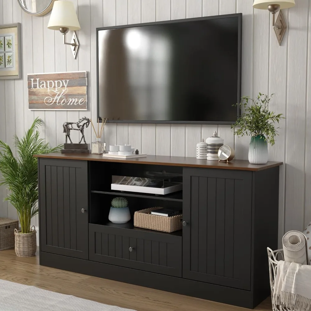 Farmhouse TV stand for TVs up to 70 inch, 63 inch entertainment center with storage drawer and open shelves
Farmhouse TV stand for TVs up to 70 inch, 63 inch entertainment center with storage drawer and open shelves