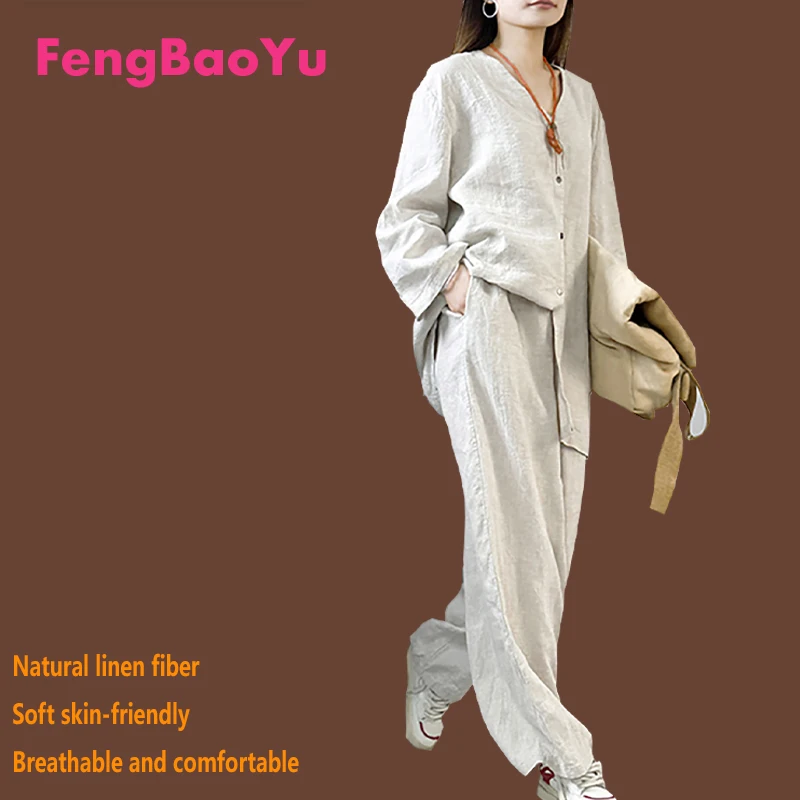 100% Natural Linen Women's Suit Long Sleeve Shirt Wide Leg Pants 2 Pieces of Loose Plus Size Women's Outdoor Leisure Cool Outing
100% Natural Linen Women's Suit Long Sleeve Shirt Wide Leg Pants 2 Pieces of Loose Plus Size Women's Outdoor Leisure Cool Outing